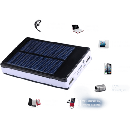 POWER BANK 100 000 mAh НА СОЛНЕЧНЫХ БАТАРЕЯХ ДВА ВЫХОДА + LED ПАНЕЛЬ мощный повер банк
