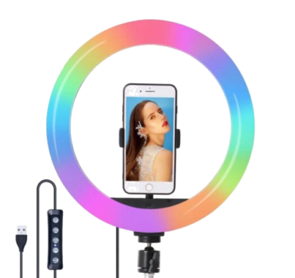 Кольцевая LED лампа профессиональная мультицветная RGB 33см