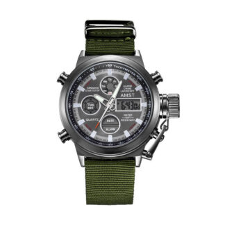 Наручний чоловічий годинник Amst 3003 нейлон black-green