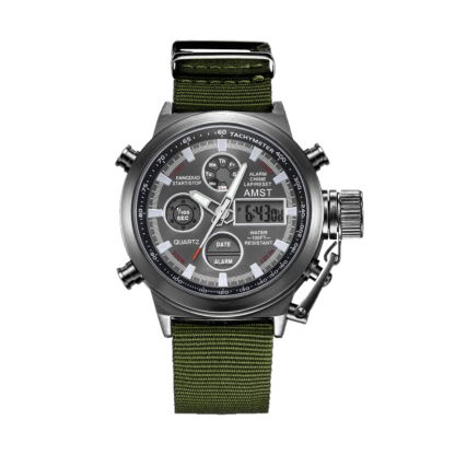 Наручний чоловічий годинник Amst 3003 нейлон black-green