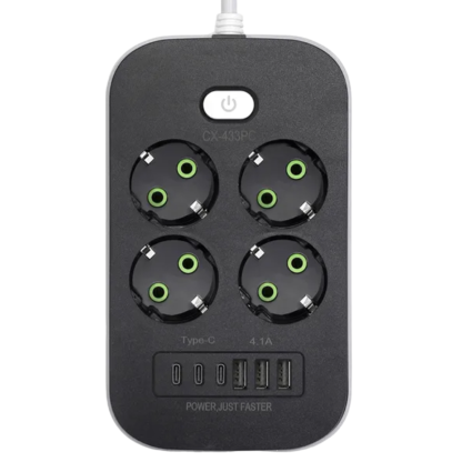 Удлинитель CX-433PC 4 розетки 3xUSB 3xType-C