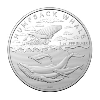 Серебряная монета 1oz Горбатый кит Австралия 1$ 2023