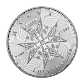 Серебряная монета 1 Oz Мальтийский Крест 5 Евро 2024