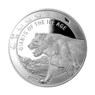 Серебряная монета Ганы 5 Cedi Пещерный Лев 1oz 2022 года
