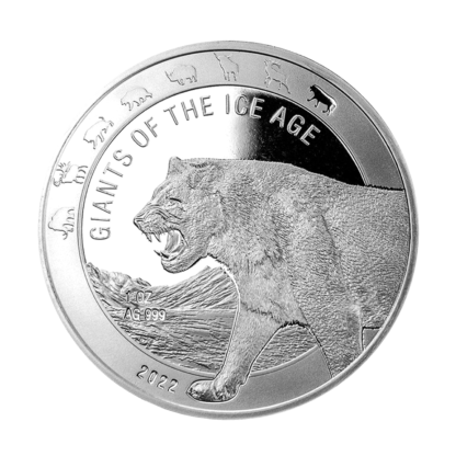 Серебряная монета Ганы 5 Cedi Пещерный Лев 1oz 2022 года