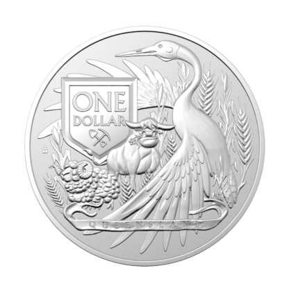 Серебряная монета 1$ Герб Квинсленда Австралия 1oz 2023 года