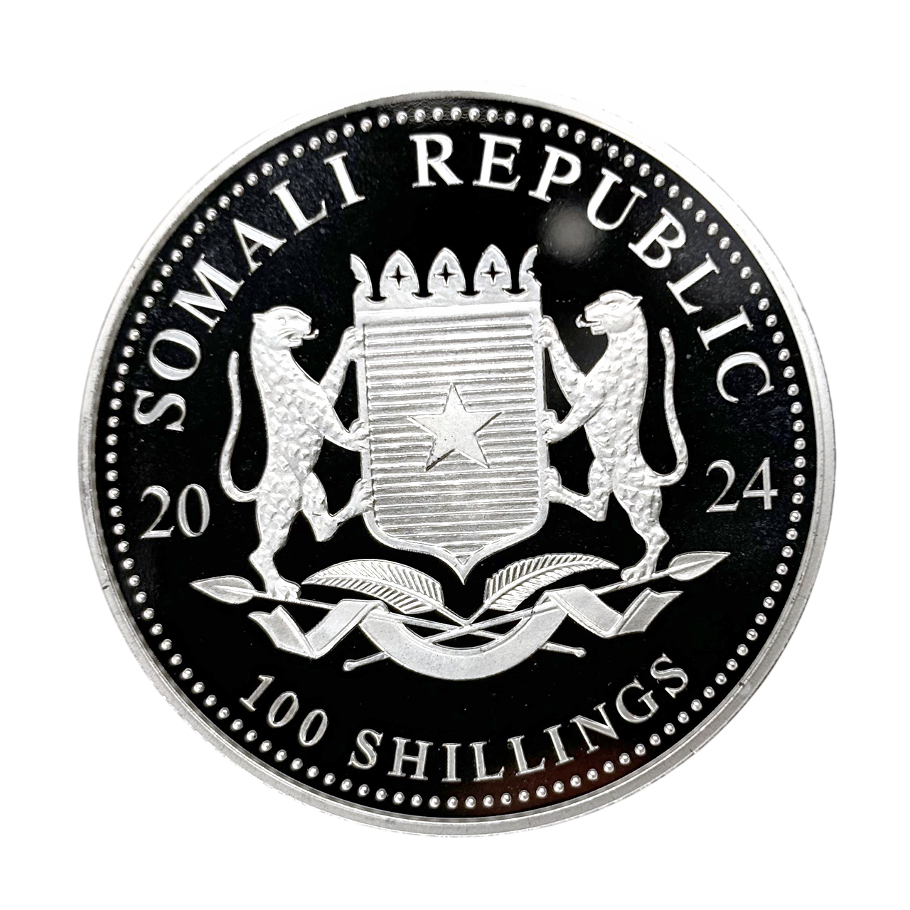 Серебряная монета 100 SOS Сомалийский слон 1oz 2024 года