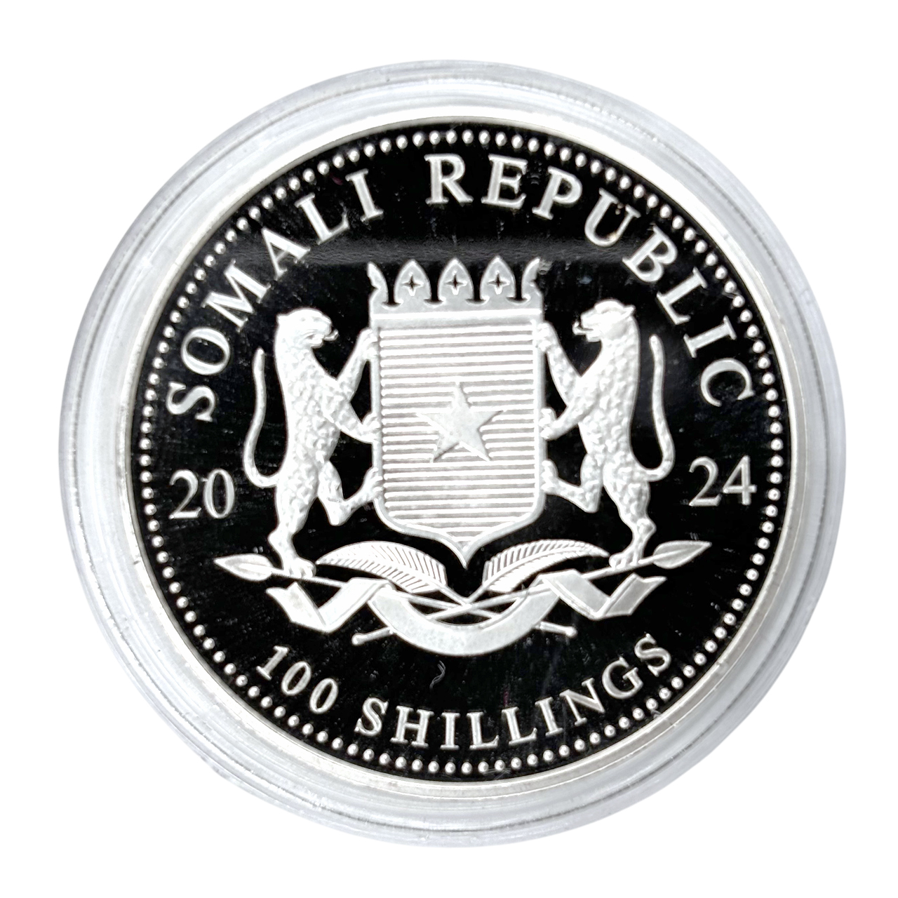 Серебряная монета 100 SOS Сомалийский слон 1oz 2024 года