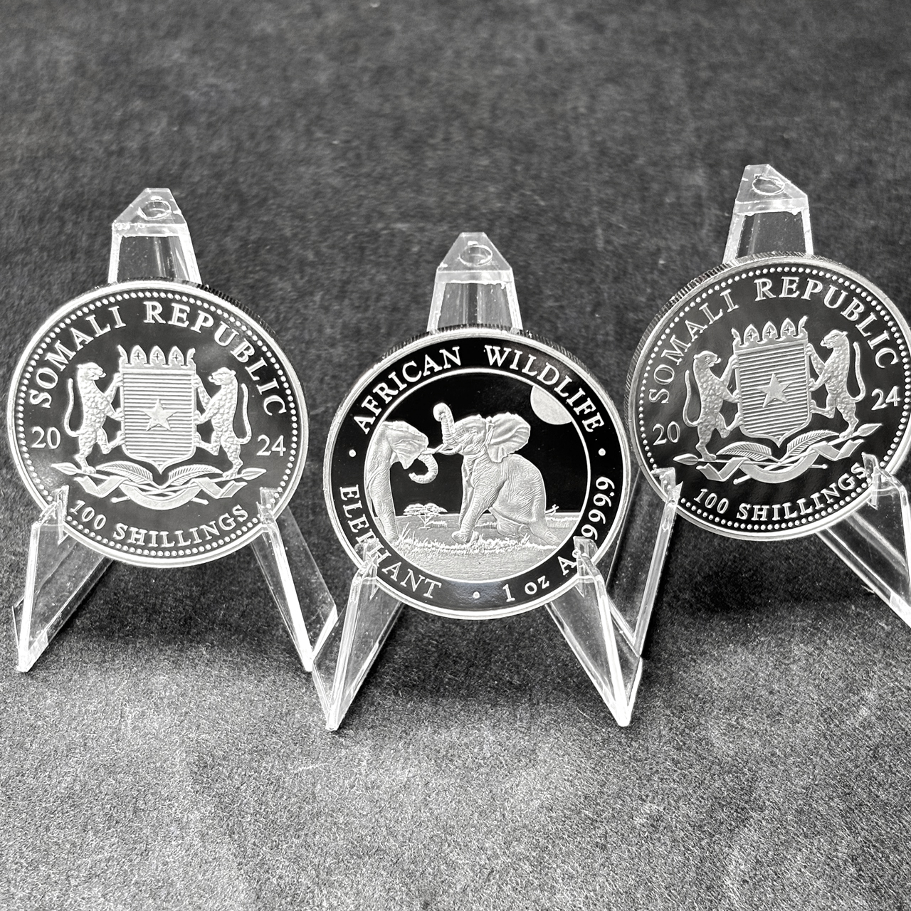 Серебряная монета 100 SOS Сомалийский слон 1oz 2024 года
