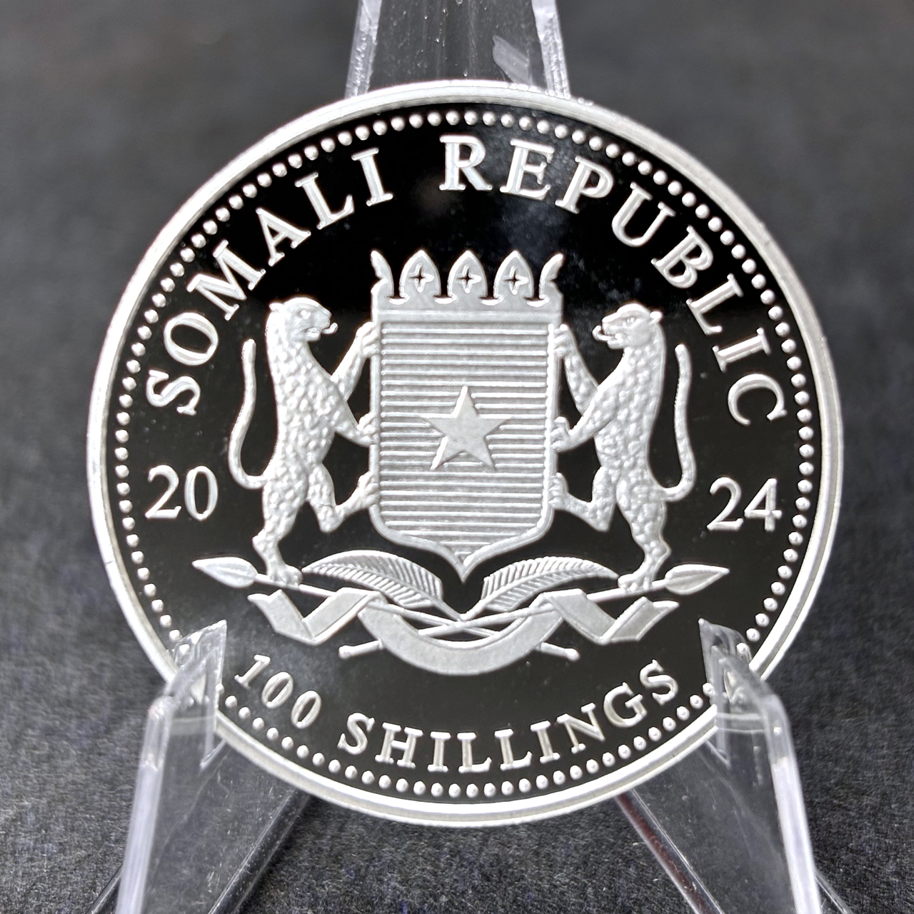 Серебряная монета 100 SOS Сомалийский слон 1oz 2024 года