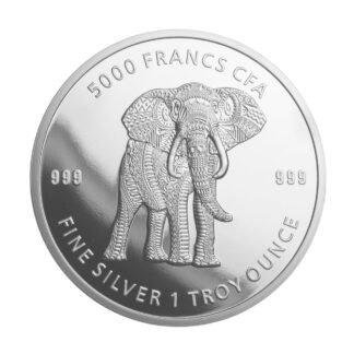 Серебряная монета 5000₣ Чада «Слон в стиле мандалы» 1oz 2019 года