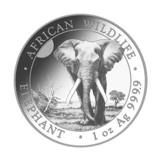 Серебряная монета 100 шиллингов Сомалийский слон 1oz 2025 года