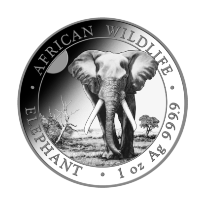 Серебряная монета 100 шиллингов Сомалийский слон 1oz 2025 года