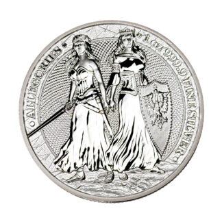 Серебряная монета 5 mark Allegories: Germania & Polonia 1oz 2022 года