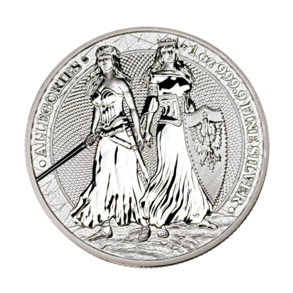 Серебряная монета 5 mark Allegories: Germania & Polonia 1oz 2022 года