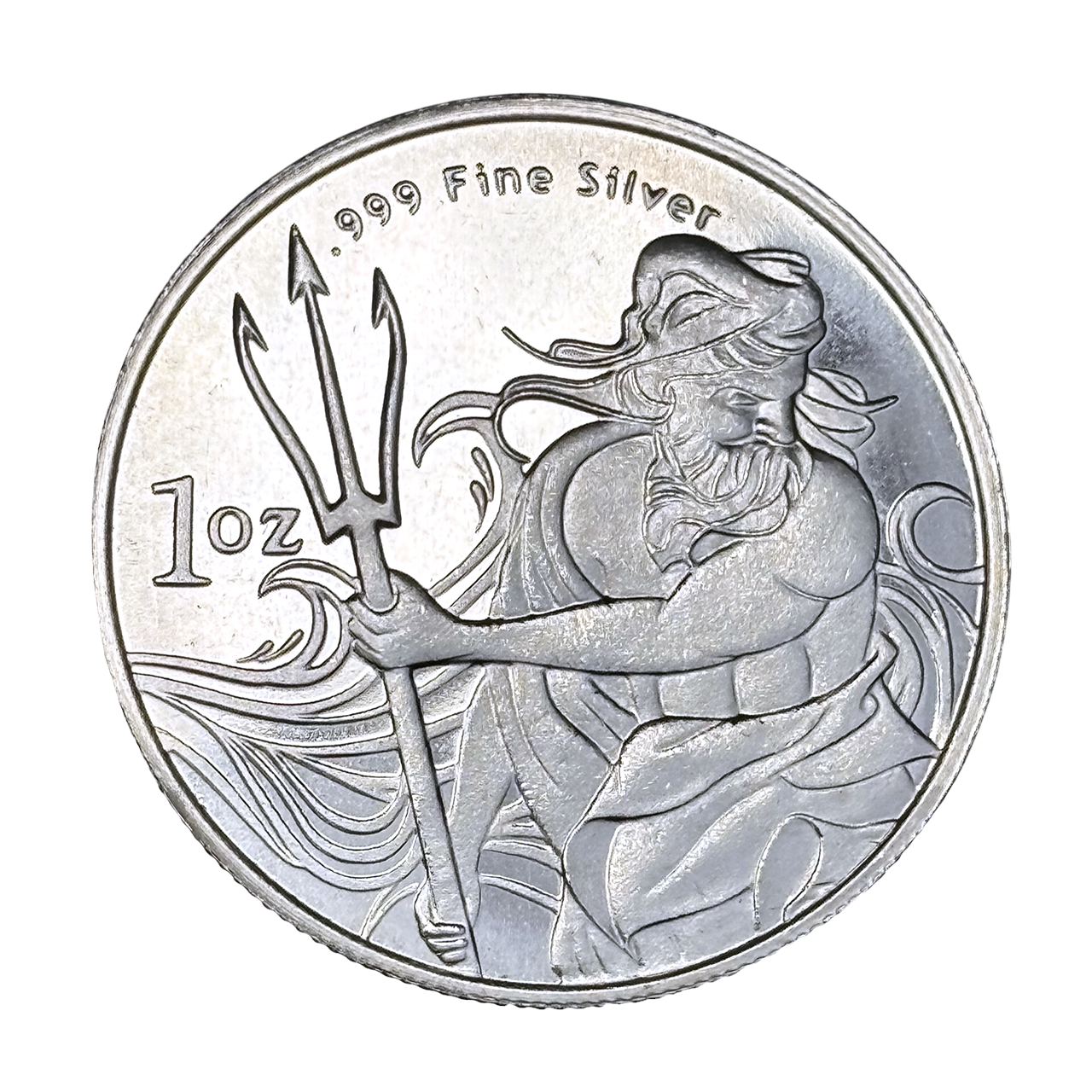 Серебряная монета 1oz Римский бог Нептун с трезубцем 2021