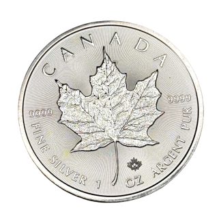 Серебряная монета 5$ Кленовый лист 1oz 2020 Канада