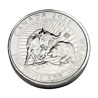 Серебряная монета 10$ Бык и Медведь 2oz 2025 Канада