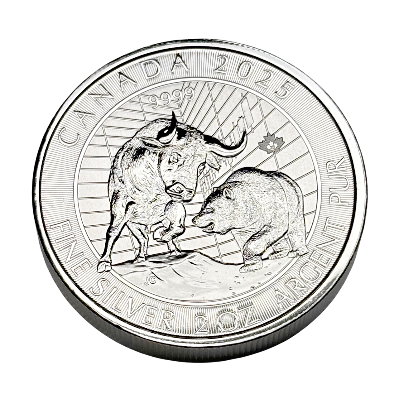 Серебряная монета 10$ Бык и Медведь 2oz 2025 Канада