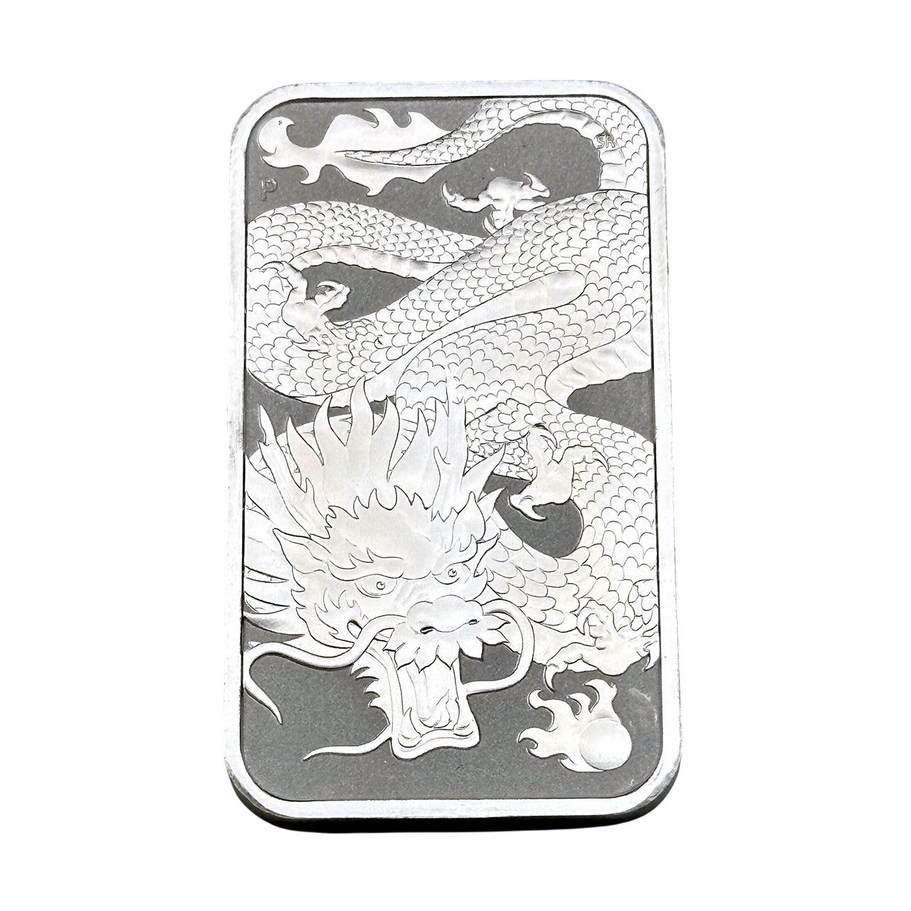 Прямоугольная серебряная монета 1$ Дракон 1oz 2022 Австралия