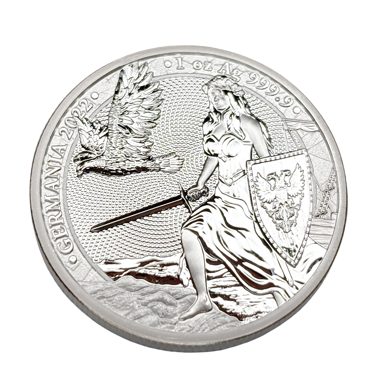 Срібна монета 5 mark Lady Germania 1oz 2022 року