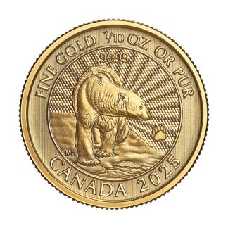 Золота монета 5$ The Majestic Polar Bear 1/10oz 2025 Канада