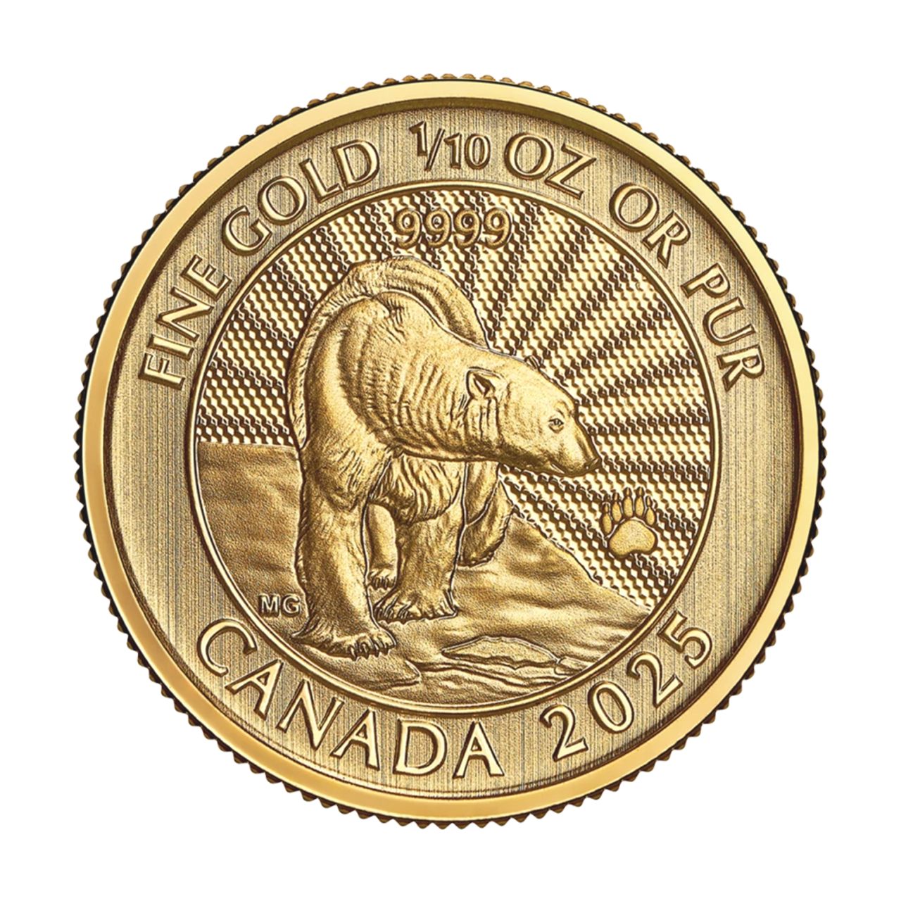 Золота монета 5$ The Majestic Polar Bear 1/10oz 2025 Канада