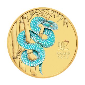 Кольорова золота монета 15$ Рік Змії 1/10 oz 2025 Австралія