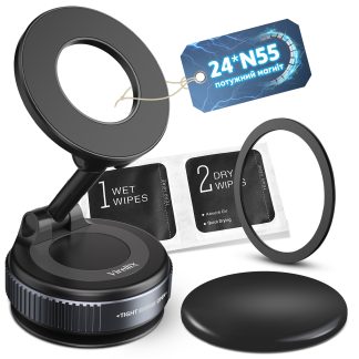 Вакуумный магнитный держатель VirelliX VH-K007-BLK для телефона - Черный