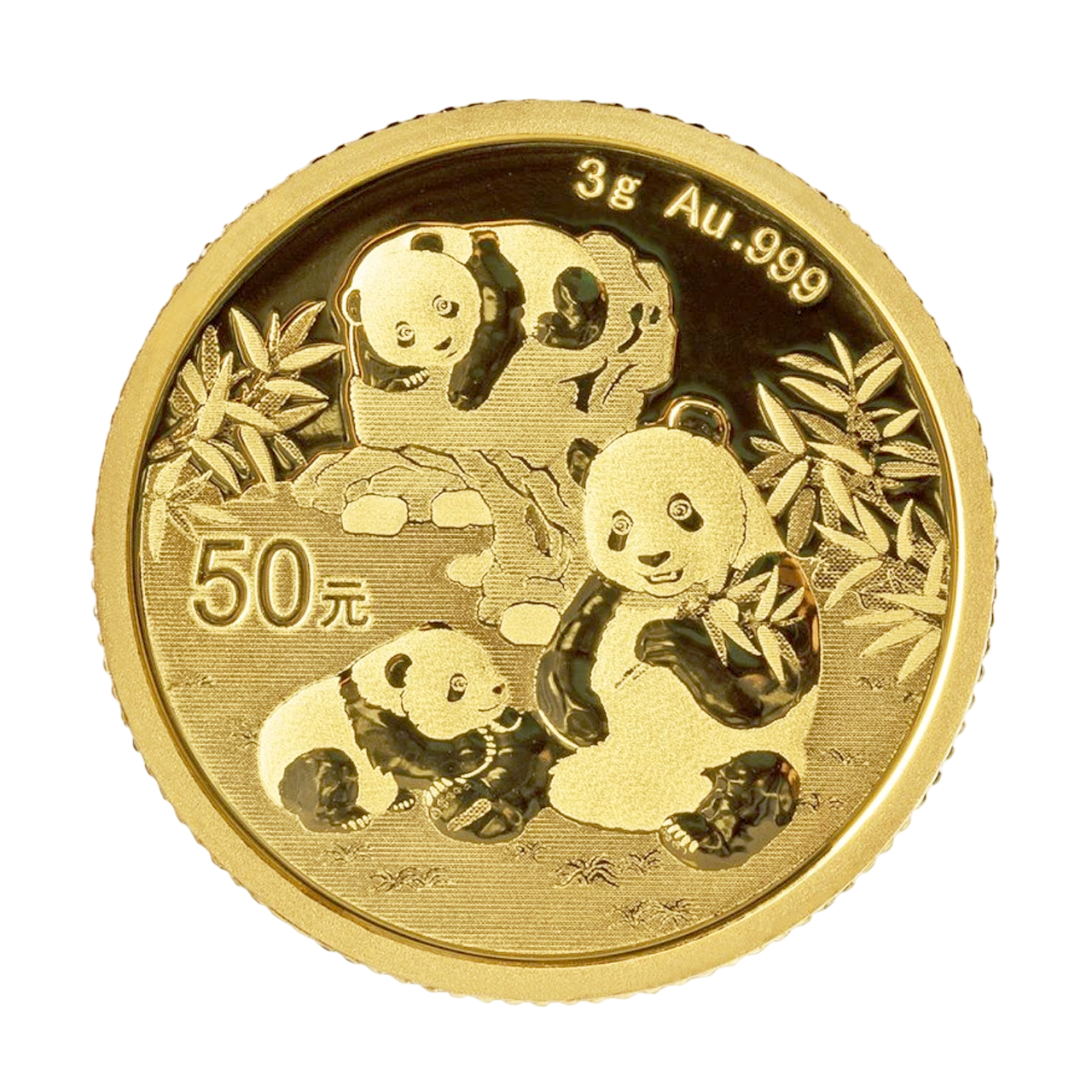 Золота монета 50¥ China Panda 3g 2025 року