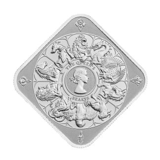 Квадратный серебряный слиток Queen's Beasts 1oz 2021