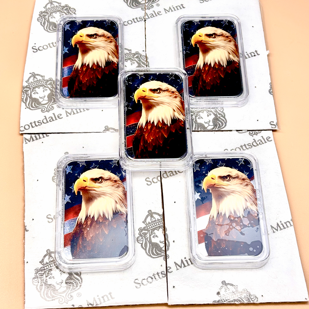 Цветной серебряный слиток Patriotic Bald Eagle 1oz США