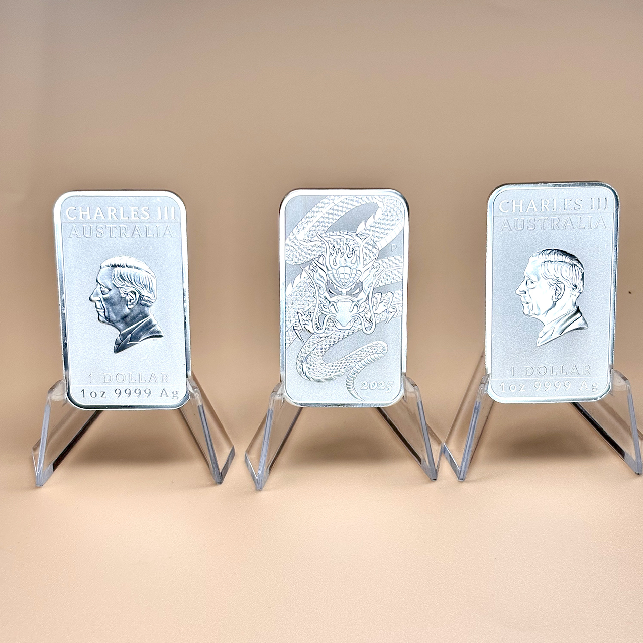 Серебряная монета 1$ Прямоугольный Дракон 1oz 2025 Австралия