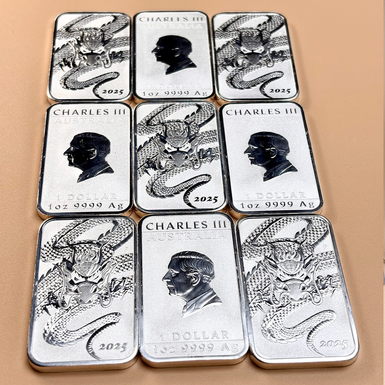 Серебряная монета 1$ Прямоугольный Дракон 1oz 2025 Австралия
