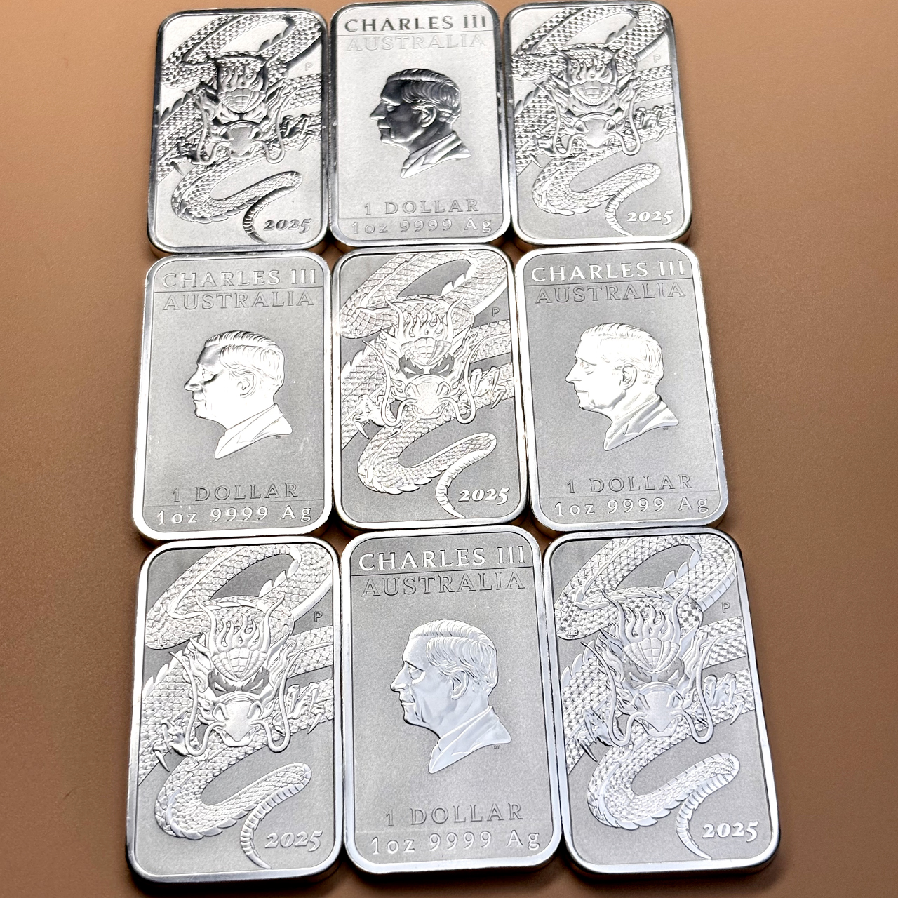 Серебряная монета 1$ Прямоугольный Дракон 1oz 2025 Австралия