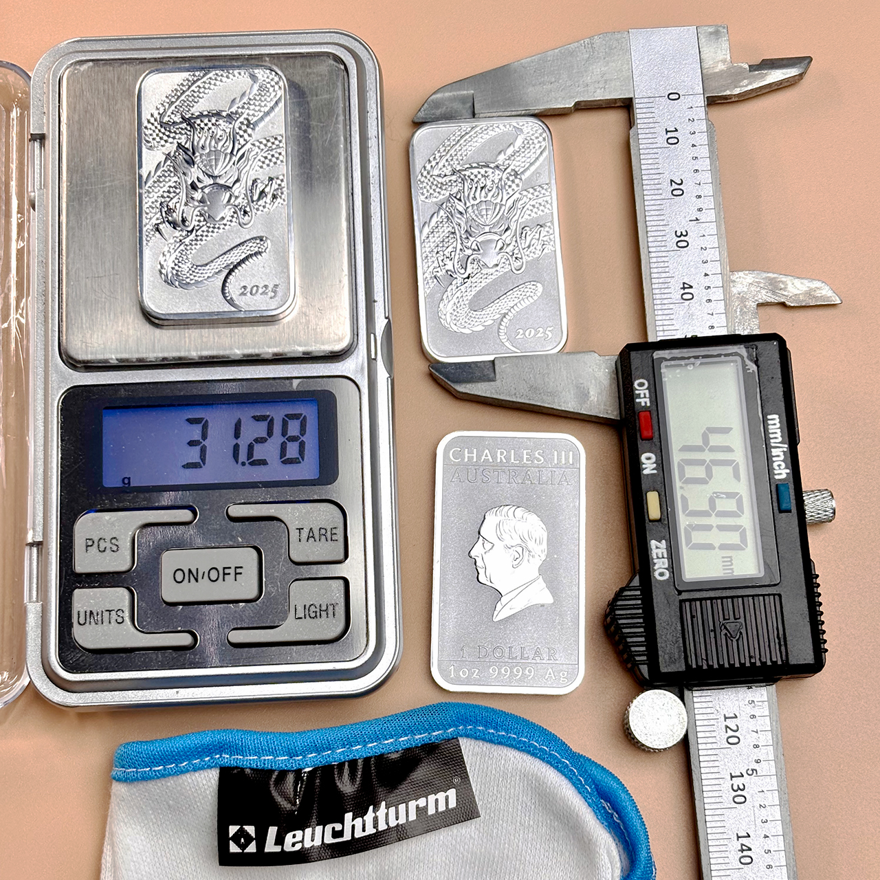 Серебряная монета 1$ Прямоугольный Дракон 1oz 2025 Австралия