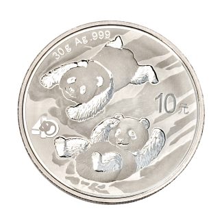 Серебряная монета 10¥ Китайская Панда 1oz 2022 Китай