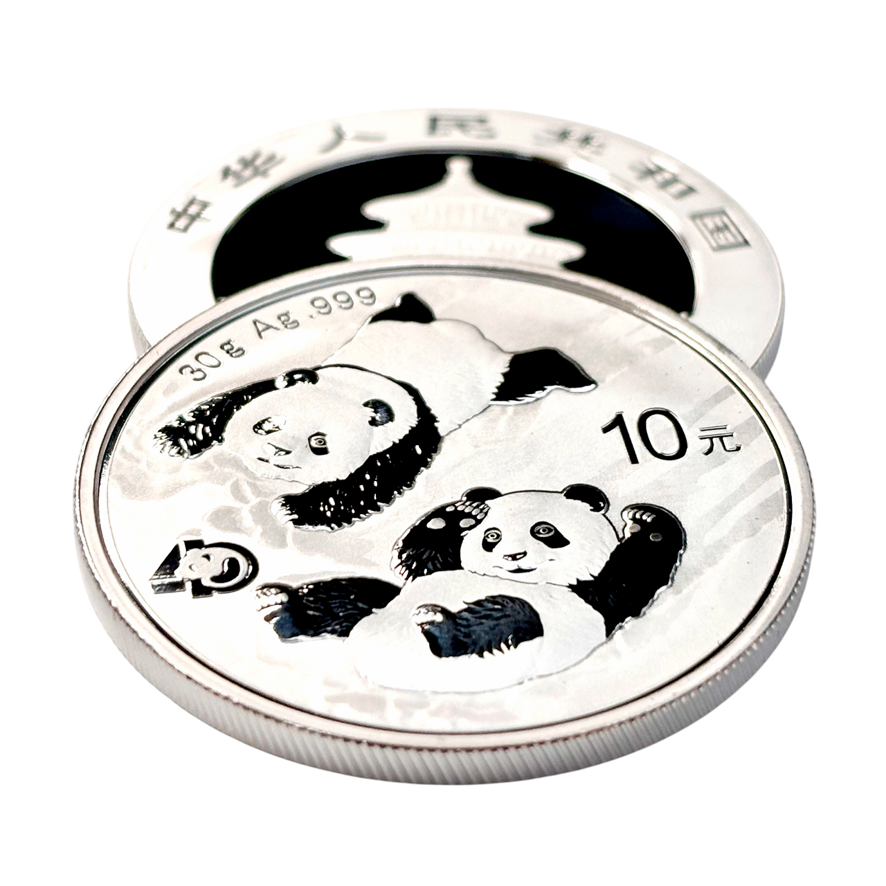 Серебряная монета 10¥ Китайская Панда 1oz 2022 Китай