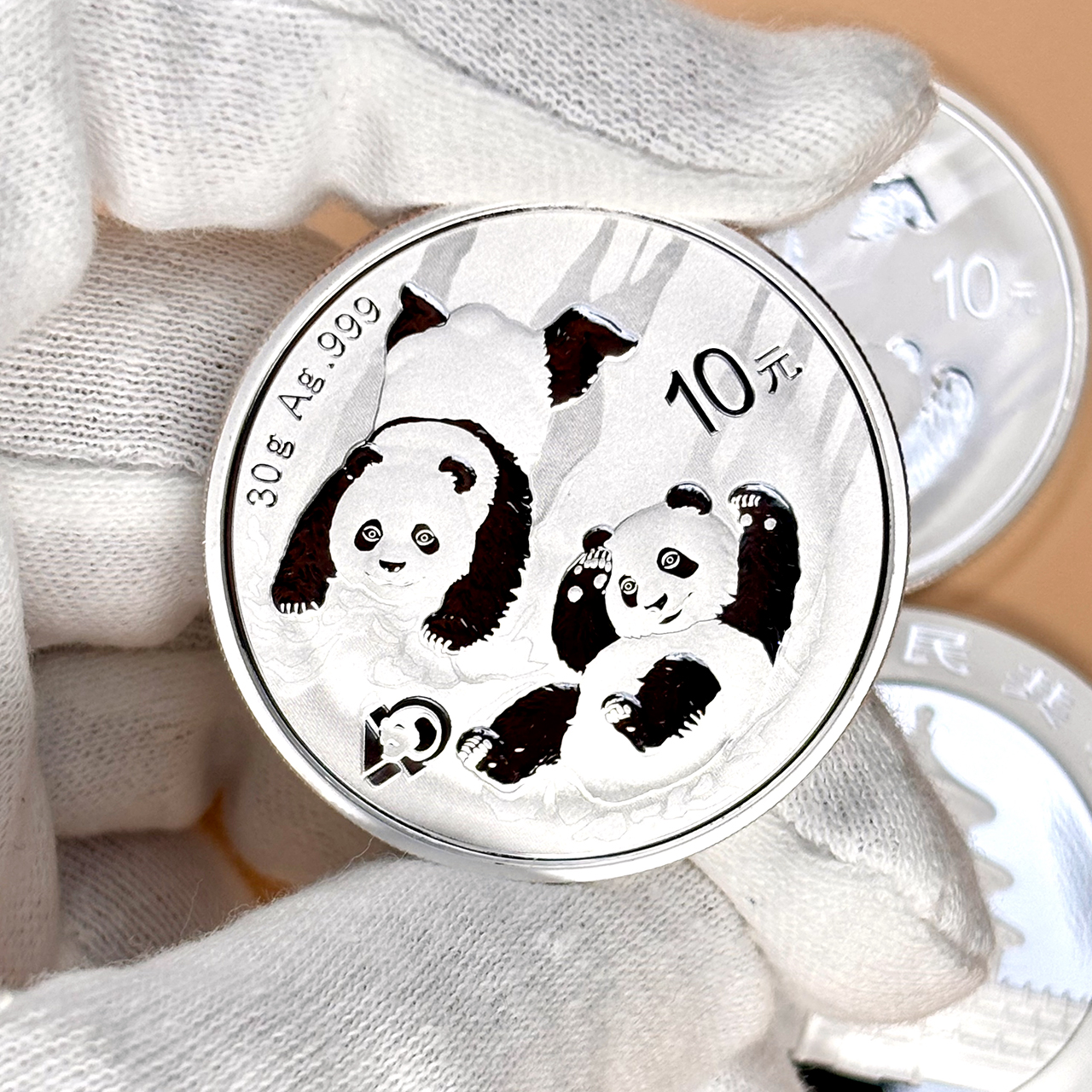 Серебряная монета 10¥ Китайская Панда 1oz 2022 Китай