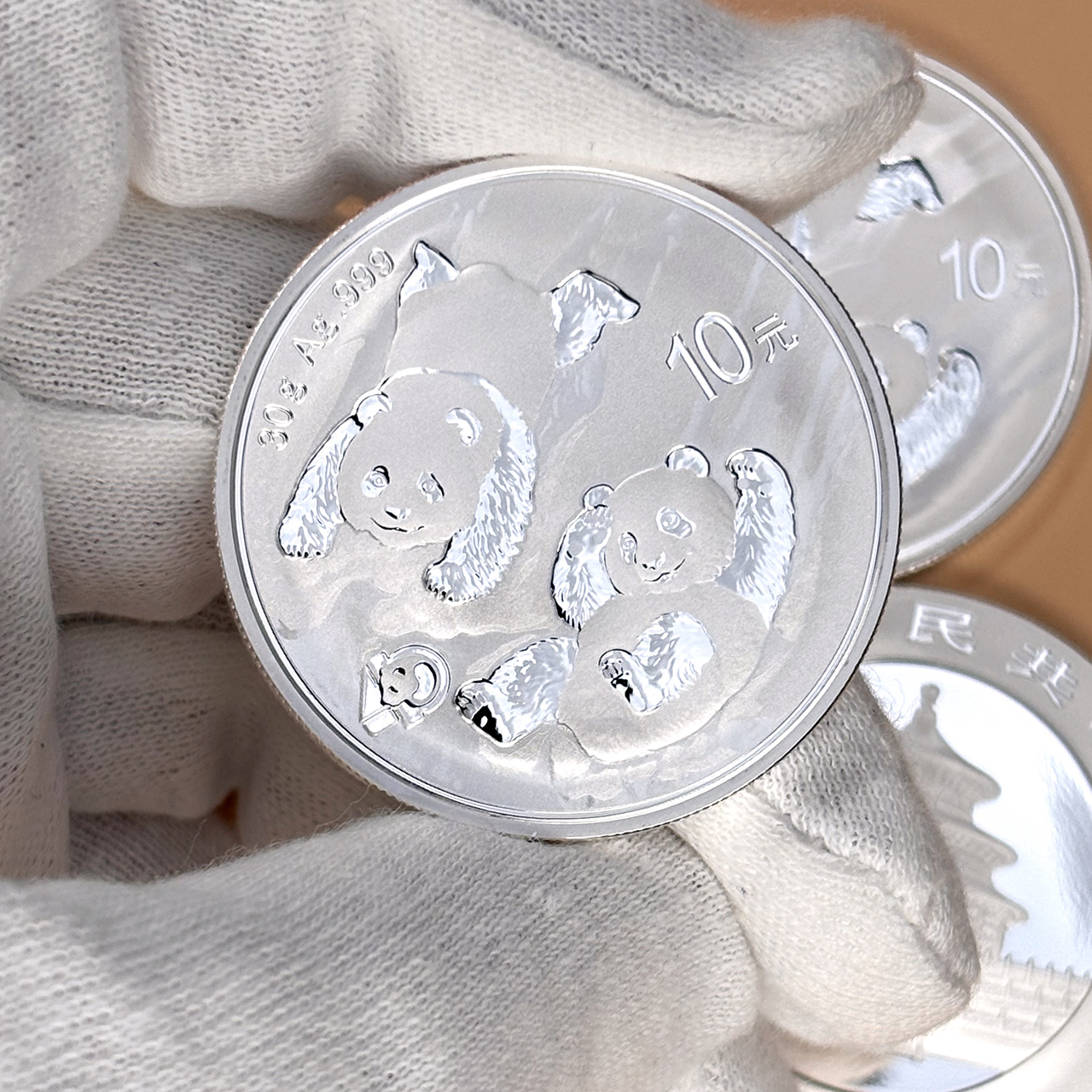 Серебряная монета 10¥ Китайская Панда 1oz 2022 Китай