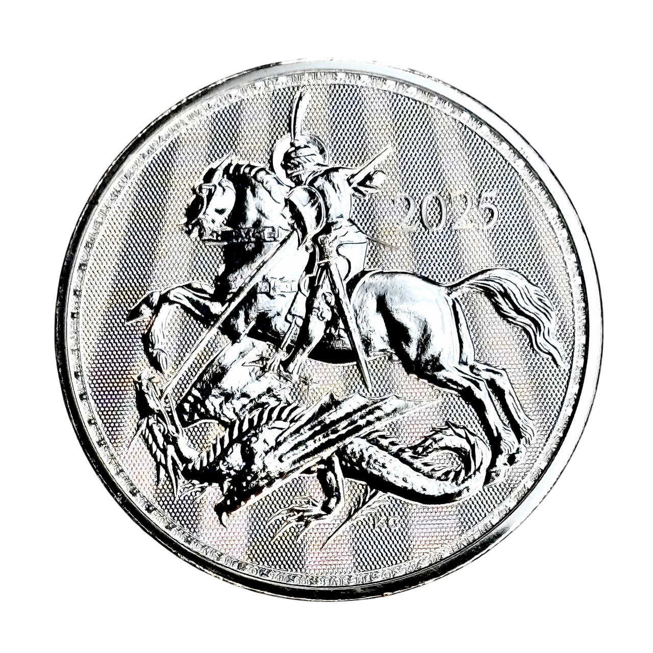 Серебряная монета 2£ Святой Георгий и Дракон 1oz 2025 года