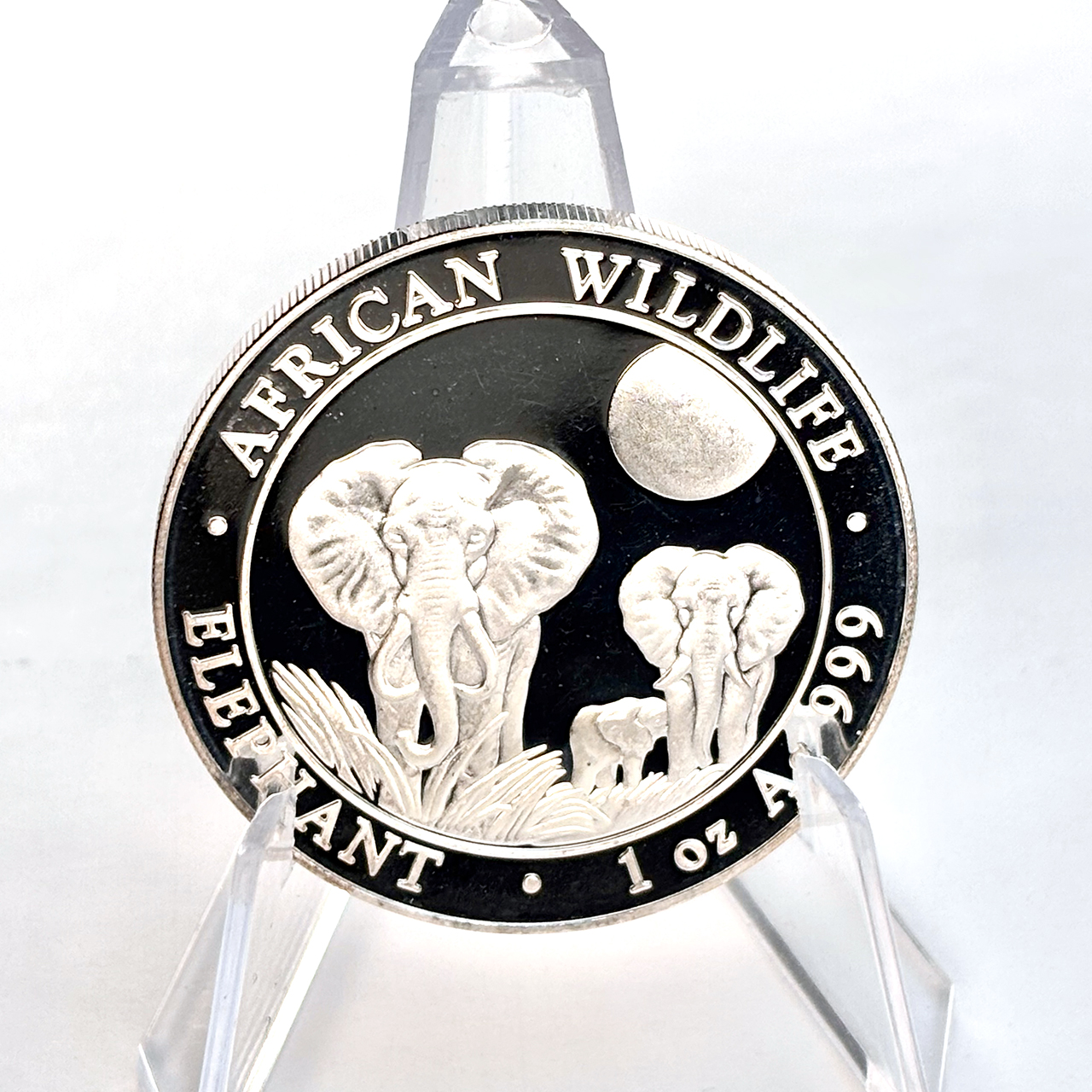 Серебряная монета 100 шиллингов Африканский слон 1oz 2014 Сомали
