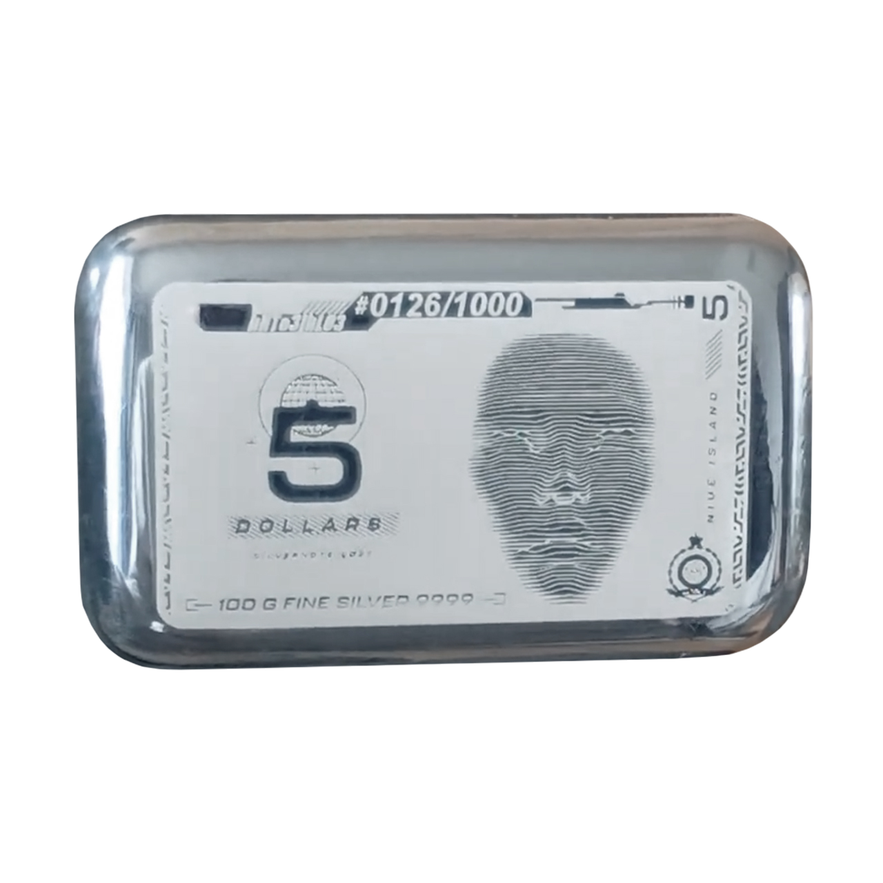 Серебряный слиток 5$ Silver Note 100гр 2025 Ниуэ