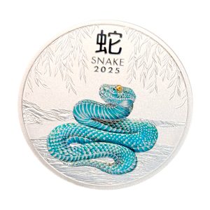 Цветная серебряная монета 8$ Год Змеи 5 oz 2025 Австралия