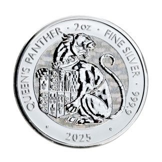 Серебряная монета 5£ Queen’s Panther 2oz 2025 Великобритания