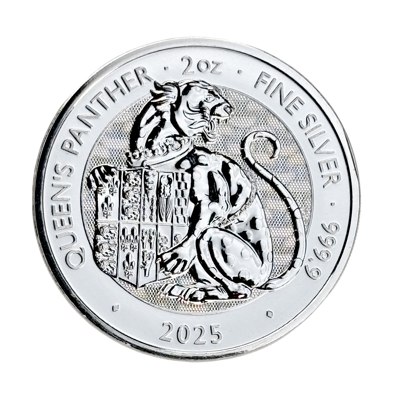 Серебряная монета 5£ Queen’s Panther 2oz 2025 Великобритания