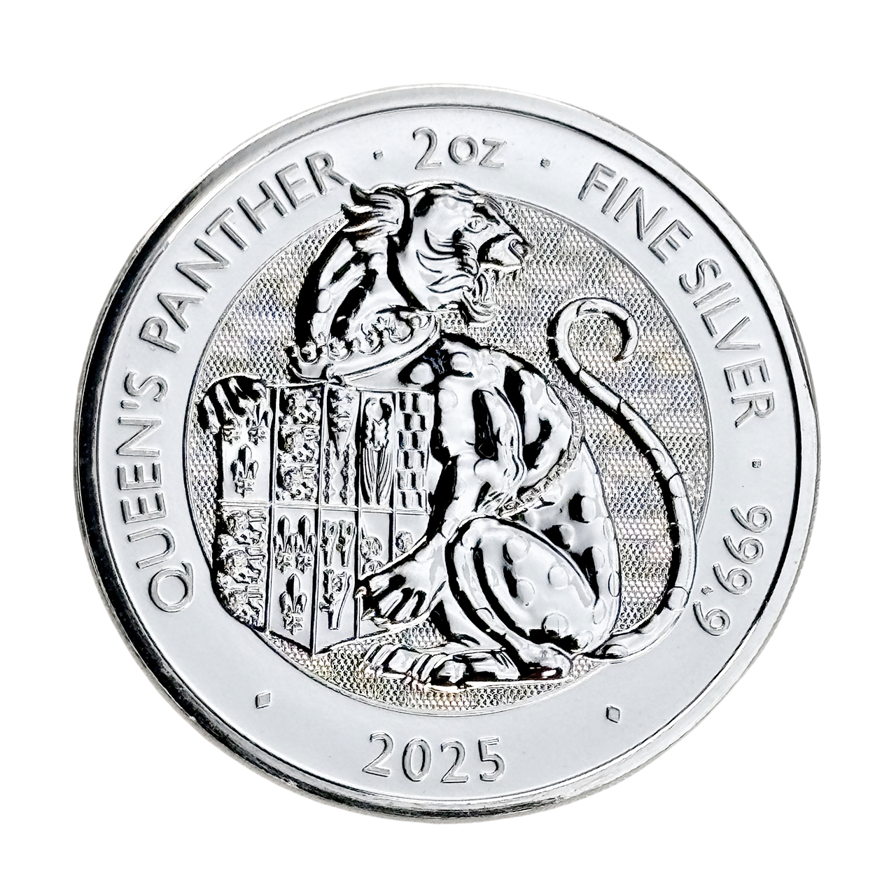 Серебряная монета 5£ Queen’s Panther 2oz 2025 Великобритания