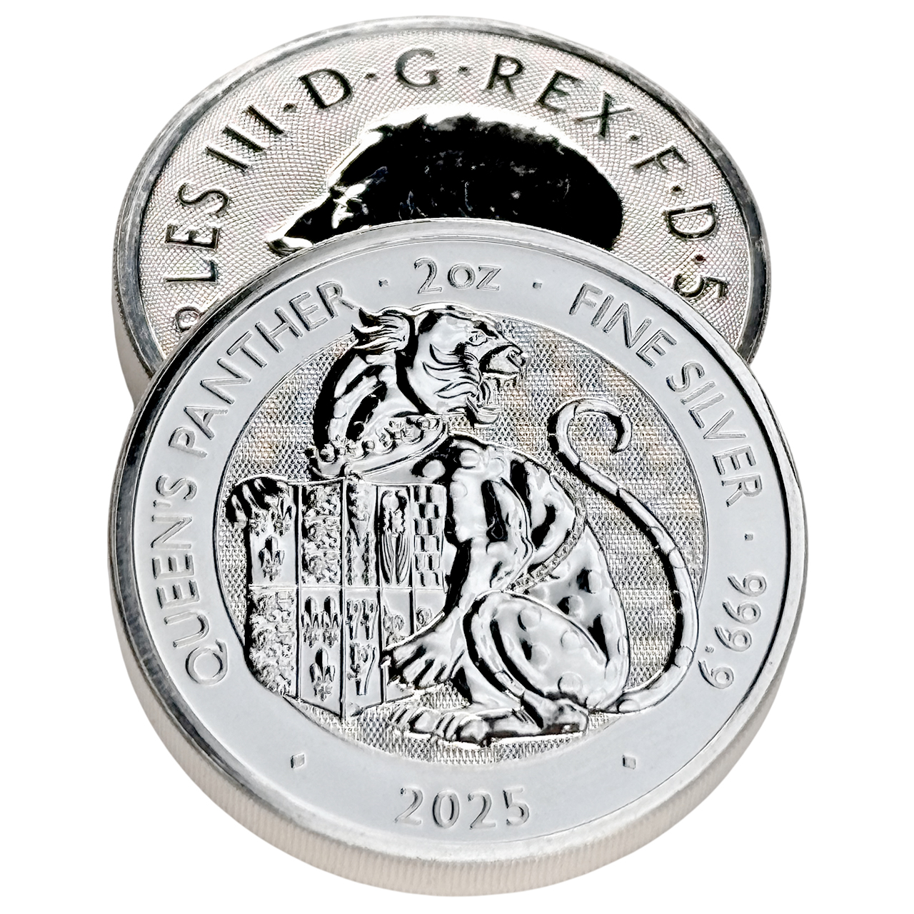 Серебряная монета 5£ Queen’s Panther 2oz 2025 Великобритания