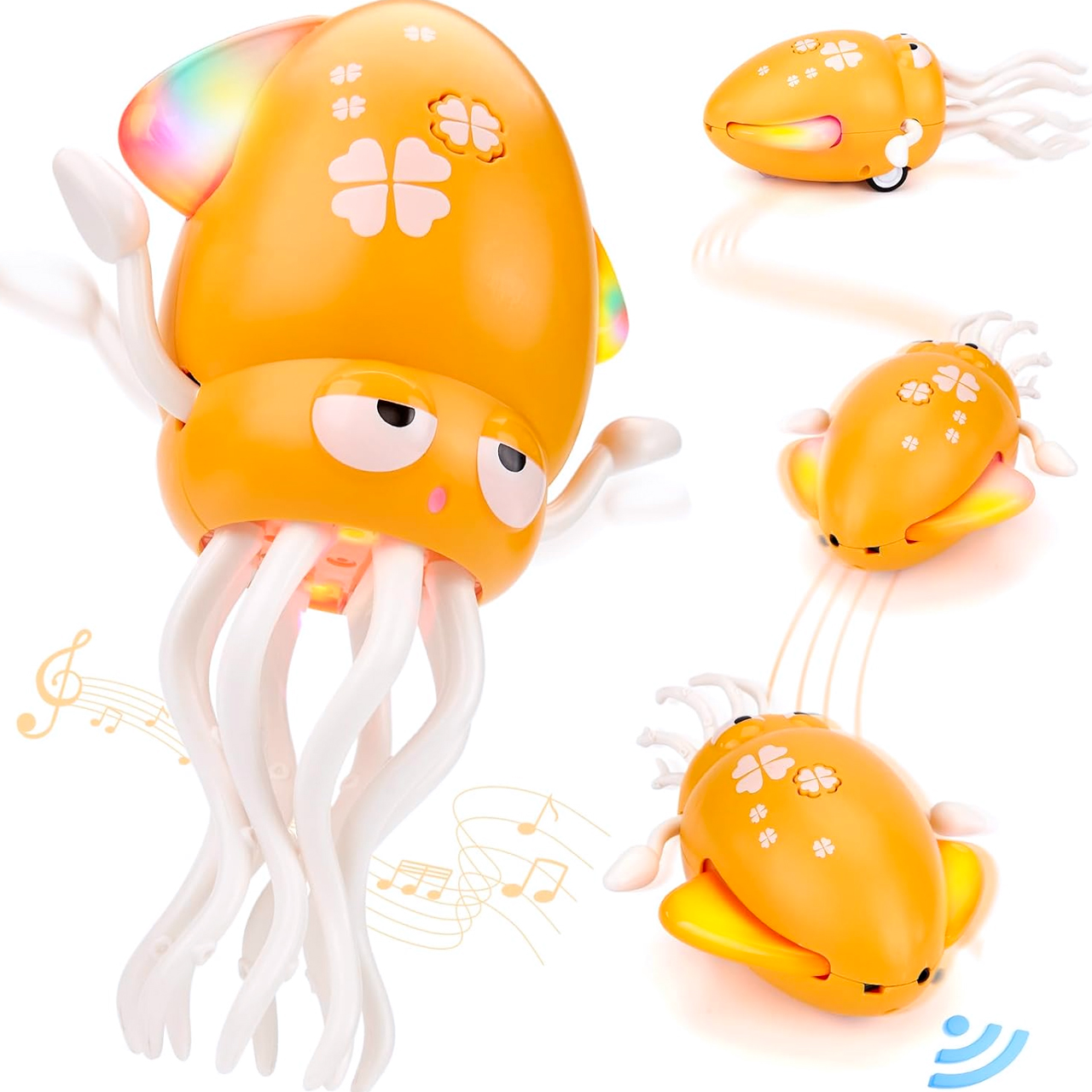 Танцюючий робот-восьминіг Dancing Squid 2025, жовтий