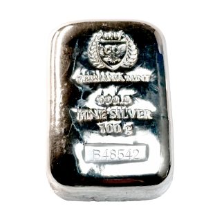 Серебряные слитки Germania Mint 100гр Польша